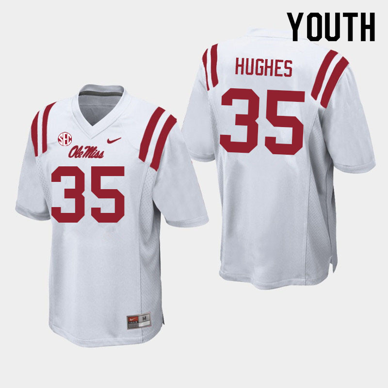 Youth #35 Reginald Hughes Ole Miss Rebels College Football Jerseys Sale-White - Click Image to Close